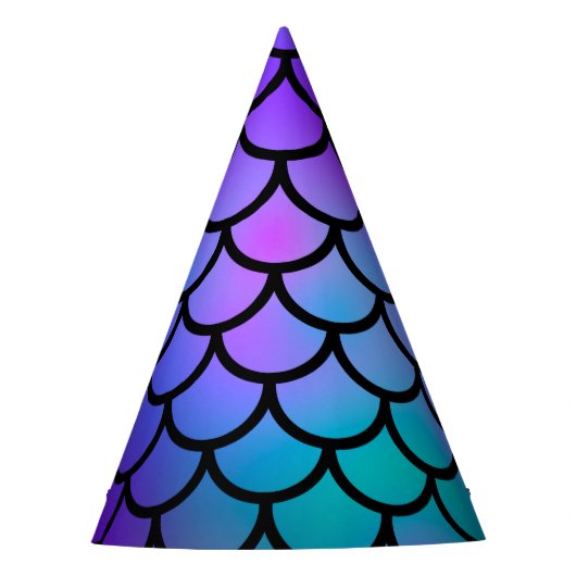 Chapeaux De Fètes Écailles de sirène bleu sarcelle rose violet Fanta (Devant)