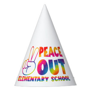 Chapeaux De Fètes École primaire Peace Out dernier jour Tie Dye