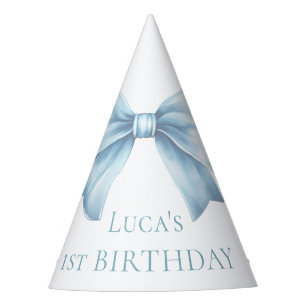 Chapeaux De Fètes Elégant Dusty Blue Bow Premier garçon Anniversaire