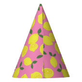Chapeaux De Fètes Élégant Motif de citron rose et jaune (Dos)