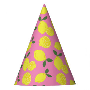 Chapeaux De Fètes Élégant Motif de citron rose et jaune