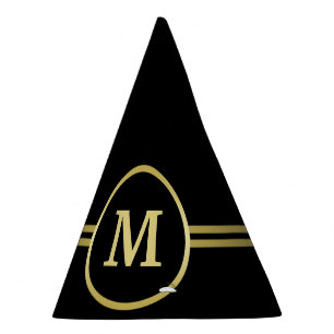 Chapeaux De Fètes Élégant or Monogramme personnalisé sur noir