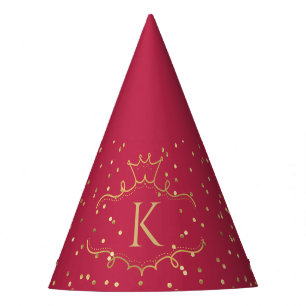 Chapeaux De Fètes Élégant Styleux Points Rouge Or Et Monogramme Roya