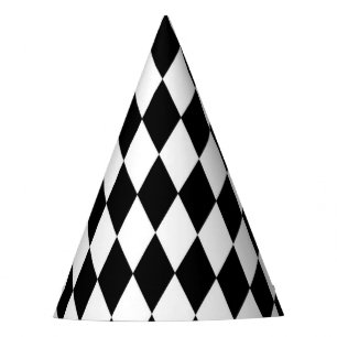 Chapeaux De Fètes Elegant White Black Harlequin Geometric Rhombuses
