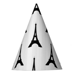 Chapeaux De Fètes Elégante Tour Eiffel Noir Blanc Vertical France