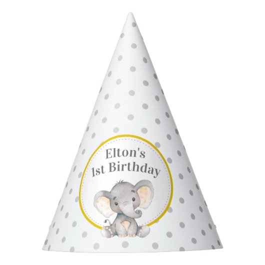 Chapeaux De Fètes Eléphant Jaune 1er Anniversaire Petite Arachide (Devant)