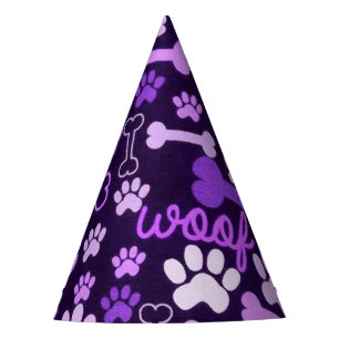 Chapeaux De Fètes Empreintes de pattes roses et violets et chien des