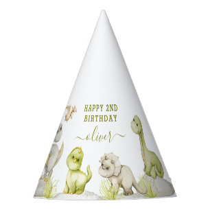 Chapeaux De Fètes Enfants Aquarelle Dinosaur fête d'anniversaire