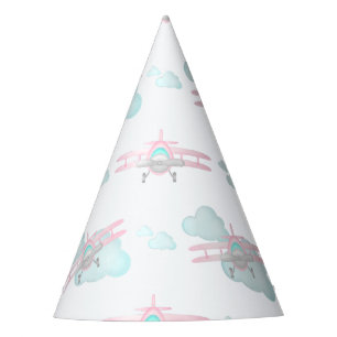 Chapeaux De Fètes Enfants Pink Avion Volant Aviation Anniversaire