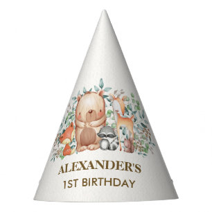 Chapeaux De Fètes Ęr anniversaire de région boisée d'animaux mign