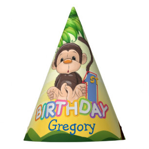 Chapeaux De Fètes ęr Coutume de singe d'anniversaire