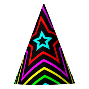 Chapeaux De Fètes Étoiles arc-en-ciel sur fond noir