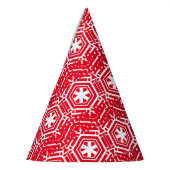 Chapeaux De Fètes Étoiles blanches, flocons de neige, Fêtes rouges f (Gauche)