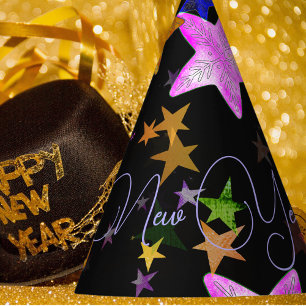 Chapeaux De Fètes Étoiles scintillantes multicolores-Bonne Année !