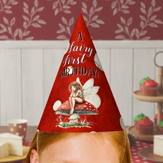 Chapeaux De Fètes Fairy First Birthday Mushroom Red Polka dot