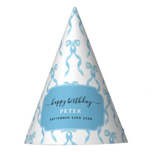 Chapeaux De Fètes Fancy Aquarelle Bleu Bow Anniversaire