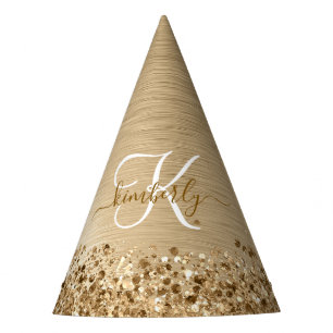 Chapeaux De Fètes Faux Gold brossé Parties scintillant métallique Im
