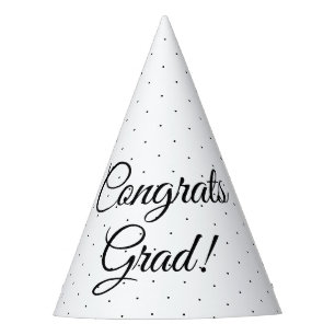 Chapeaux De Fètes Félicitations Grand blanc noir script poka point é