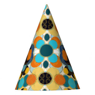 Chapeaux De Fètes Festif coloré Fun Retro Abstrait Gold Freeform