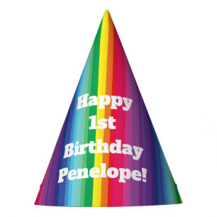 Chapeaux De Fètes Fête d'anniversaire colorée d'arc-en-ciel de mod