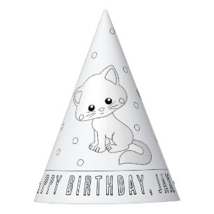 Chapeaux De Fètes Fête d'anniversaire de chats - Colorez votre propr