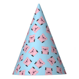 Chapeaux De Fètes Fête d'anniversaire du cochon bleu