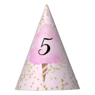 Chapeaux De Fètes Fête d'anniversaire Guimaupe rose et confettis dor