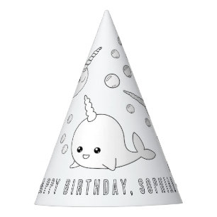 Chapeaux De Fètes Fête d'anniversaire Narwhal - Couleur votre propre