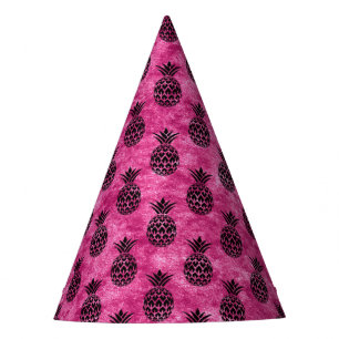 Chapeaux De Fètes Fête d'anniversaire tropicale d'ananas rose et