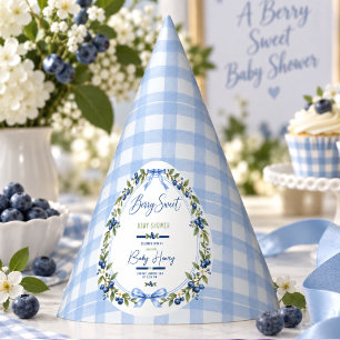 Chapeaux De Fètes Fête de bébé Berry Sweet Gingham bleu Myrtille