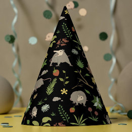 Chapeaux De Fètes Fête de la forêt botanique sombre avec un opossum