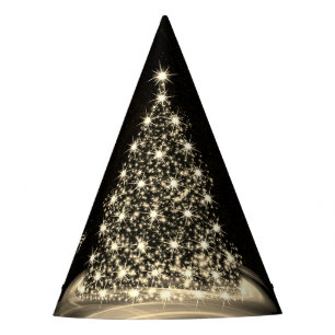 Chapeaux De Fètes Fête de Noël Arbre Brillant Doré Hiver Noir