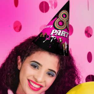 Chapeaux De Fètes Fête des années 80 ou événement rétro rose noir
