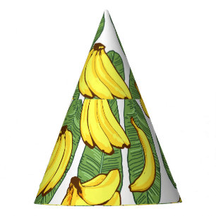 Chapeaux De Fètes Feuilles de bananes : Motif de fruits tropicaux
