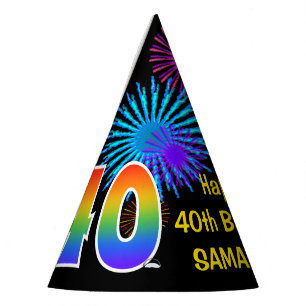 Chapeaux De Fètes Feux d'artifice d'amusement + Motif "40"