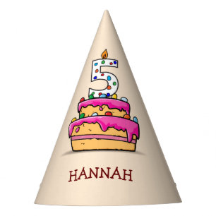 Chapeaux De Fètes Fille 5e anniversaire, 5 sur Gâteau rose doux
