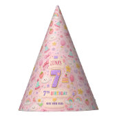 Chapeaux De Fètes Fille d'anniversaire 7 ans arc-en-ciel Patchwork P (Devant)