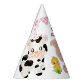 Chapeaux De Fètes Fille rose ferme animaux, fête d'anniversaire (Gauche)