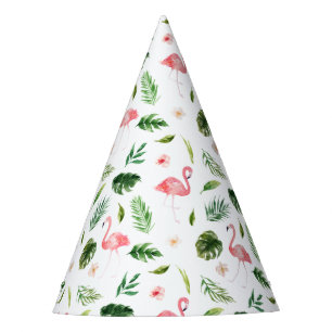 Chapeaux De Fètes Flamant rose d'aquarelle Motif tropical