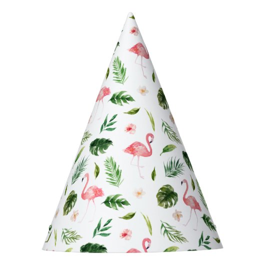 Chapeaux De Fètes Flamant rose d'aquarelle Motif tropical (Devant)