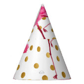 Chapeaux De Fètes Flamants roses, points dorés, aquarelle. (Gauche)