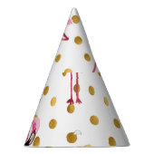 Chapeaux De Fètes Flamants roses, points dorés, aquarelle. (Droite)