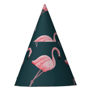 Chapeaux De Fètes Flamants roses sur motif bleu vintage sans soudure