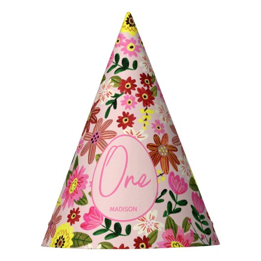 Chapeaux De Fètes Fleur rose mignonne un an Fille Anniversaire (Devant)