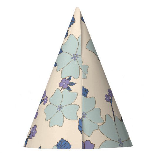 Chapeaux De Fètes Fleurs Bleues, Fleurs Violettes, Motif Floral (Dos)
