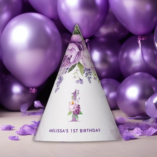 Chapeaux De Fètes Fleurs De Jardin Violet Et Rose 1er Anniversaire