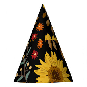 Chapeaux De Fètes Fleurs de soleil d'automne : Arrière - plan noir d