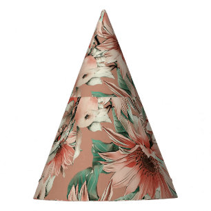 Chapeaux De Fètes Fleurs de soleil, pommes : motif d'aquarelle d'aut
