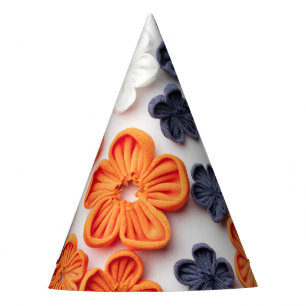 Chapeaux De Fètes Fleurs en tissu cousu à la main printemps orange b