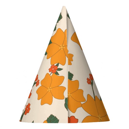 Chapeaux De Fètes Fleurs Oranges, Motif Floral, Motif De Fleurs (Dos)